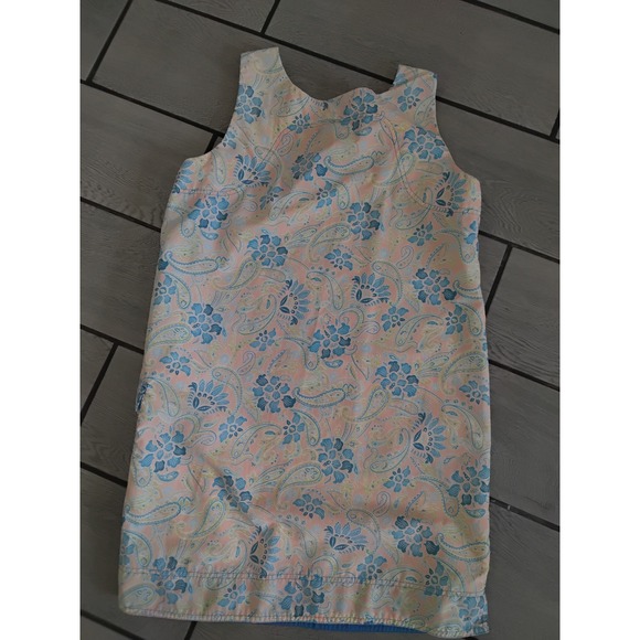 Sahalie Womens Large Pink Blue Paisley Nylon Sleeveless Cargo Pocket Shift Dress - Picture 4 of 5